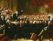 Benjamin Robert Haydon Oil painting of William Smeal addressing the Anti-Slavery Society at their annual convention oil on canvas